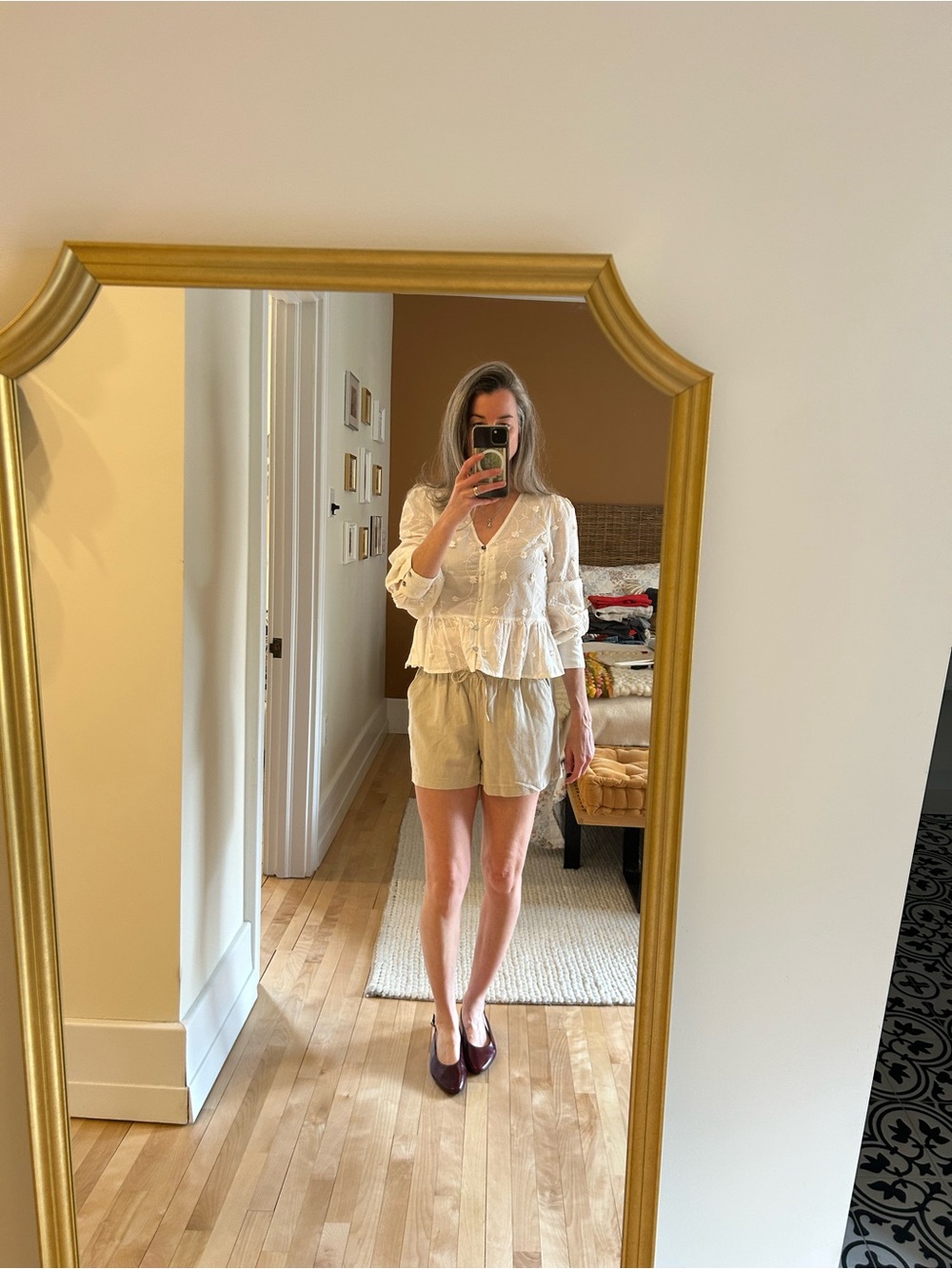 Only Light Beige Drawstring Linen-Blend Shorts
